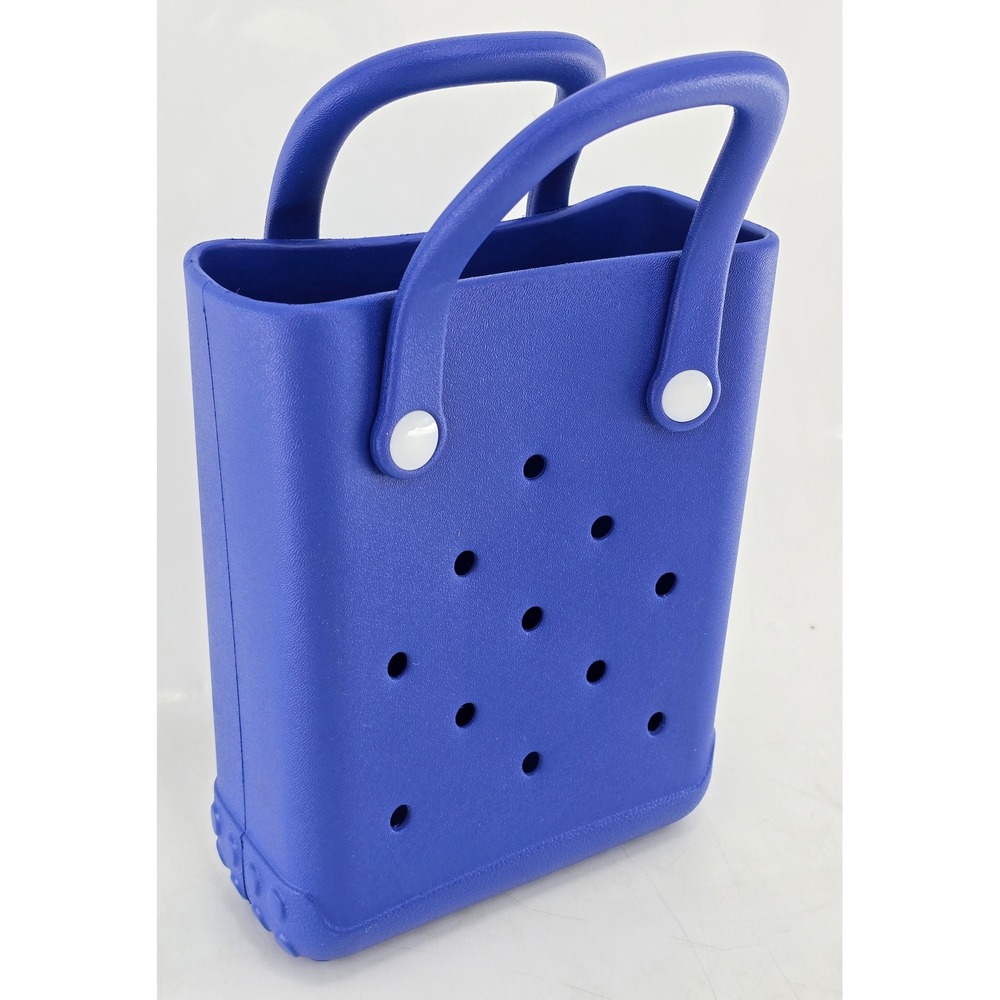 Crocs Rubber Tote Bag Kids Blue Perforated Mini Beach Bag - Excellent